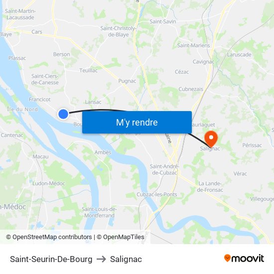 Saint-Seurin-De-Bourg to Salignac map