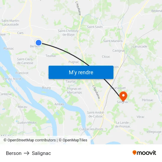 Berson to Salignac map