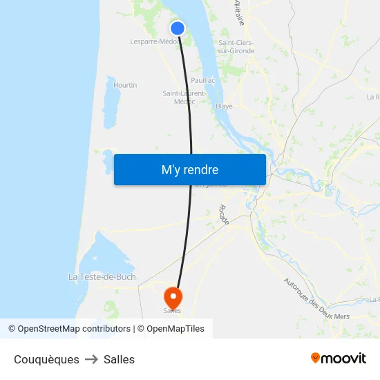 Couquèques to Salles map