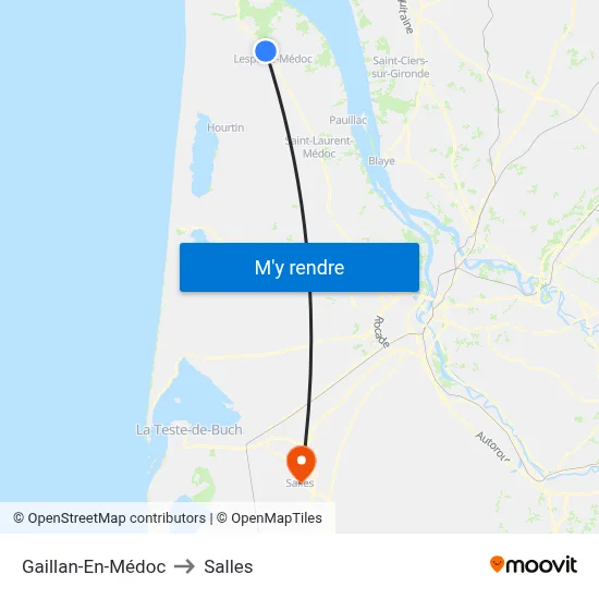 Gaillan-En-Médoc to Salles map