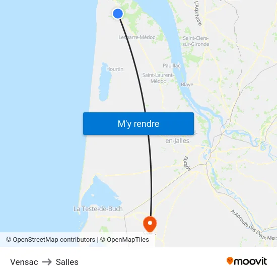 Vensac to Salles map