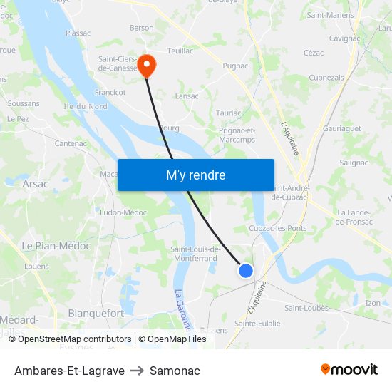 Ambares-Et-Lagrave to Samonac map