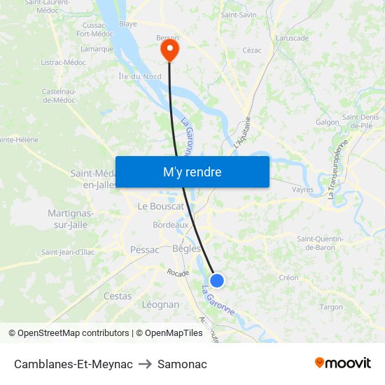 Camblanes-Et-Meynac to Samonac map