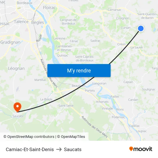 Camiac-Et-Saint-Denis to Saucats map