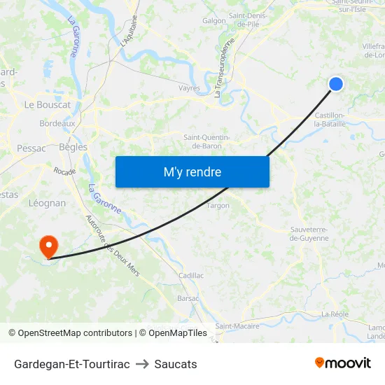 Gardegan-Et-Tourtirac to Saucats map