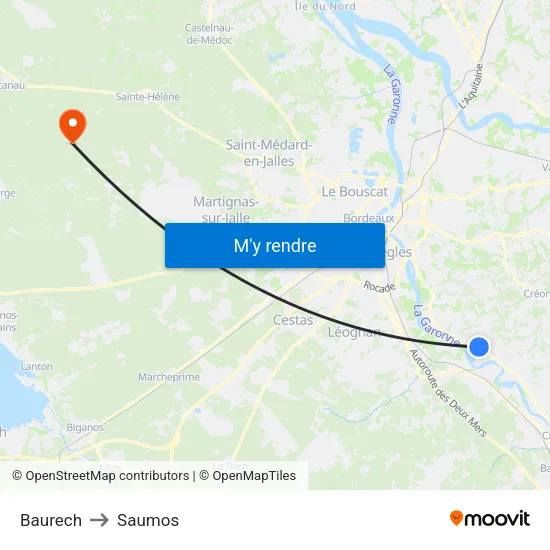 Baurech to Saumos map