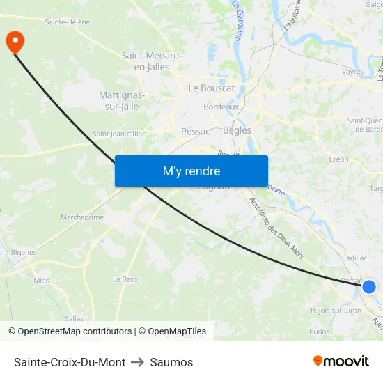 Sainte-Croix-Du-Mont to Saumos map