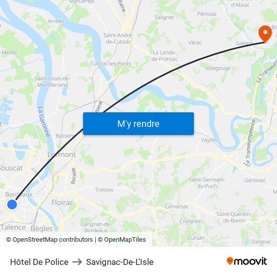 Hôtel De Police to Savignac-De-L'Isle map