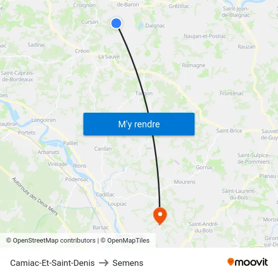 Camiac-Et-Saint-Denis to Semens map
