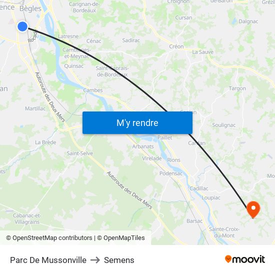 Parc De Mussonville to Semens map