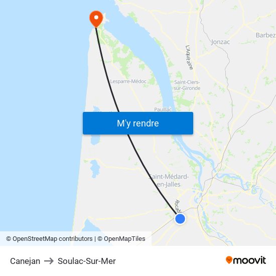 Canejan to Soulac-Sur-Mer map