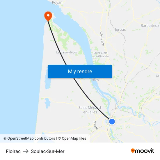 Floirac to Soulac-Sur-Mer map