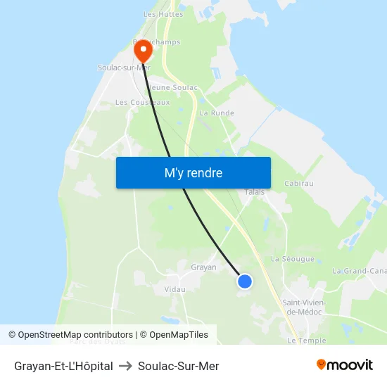 Grayan-Et-L'Hôpital to Soulac-Sur-Mer map