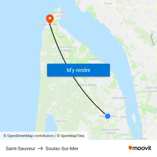 Saint-Sauveur to Soulac-Sur-Mer map