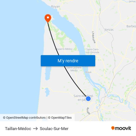 Taillan-Médoc to Soulac-Sur-Mer map