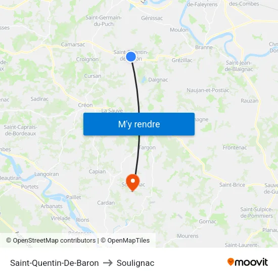 Saint-Quentin-De-Baron to Soulignac map