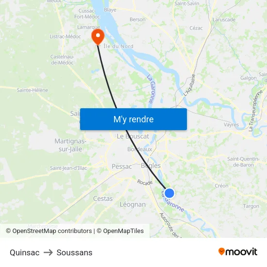 Quinsac to Soussans map