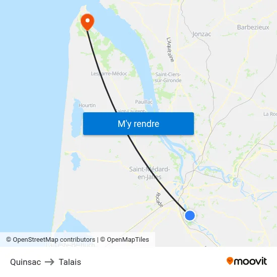 Quinsac to Talais map