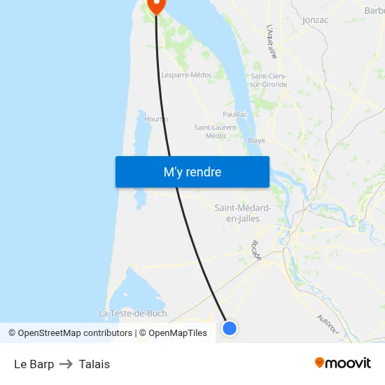 Le Barp to Talais map