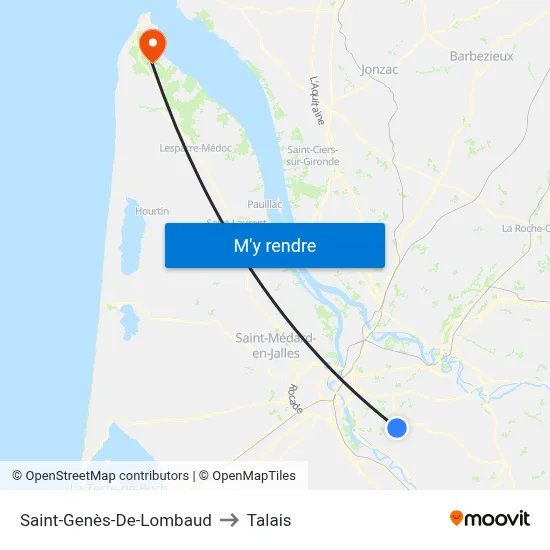Saint-Genès-De-Lombaud to Talais map