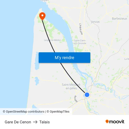 Gare De Cenon to Talais map