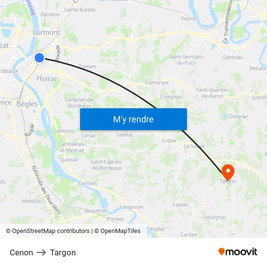 Cenon to Targon map