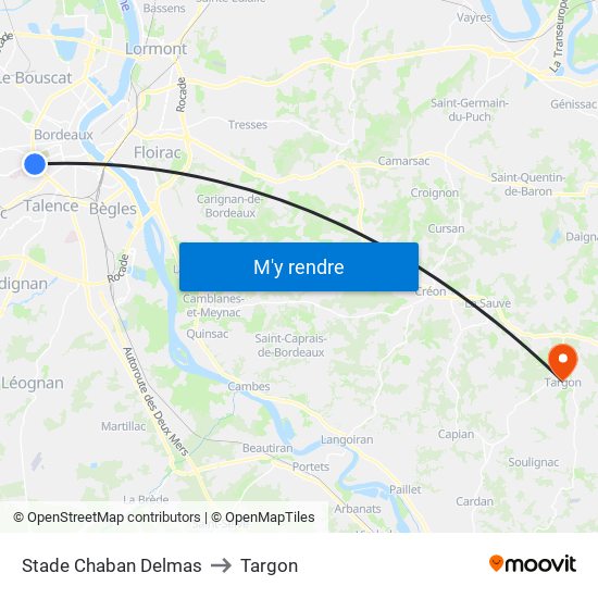 Stade Chaban Delmas to Targon map