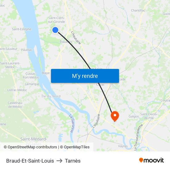 Braud-Et-Saint-Louis to Tarnès map