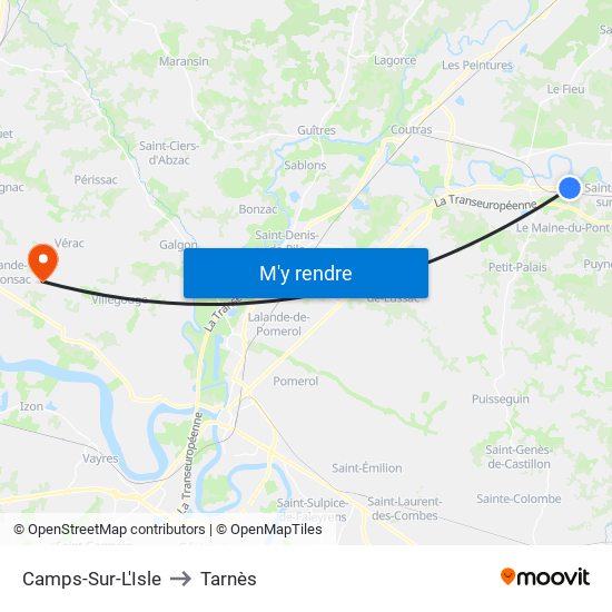 Camps-Sur-L'Isle to Tarnès map