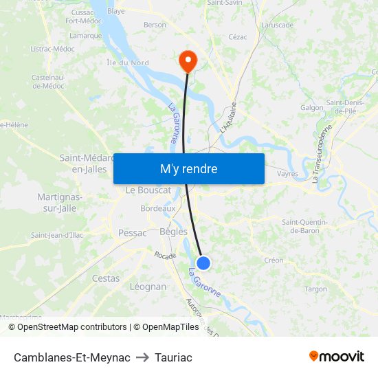 Camblanes-Et-Meynac to Tauriac map