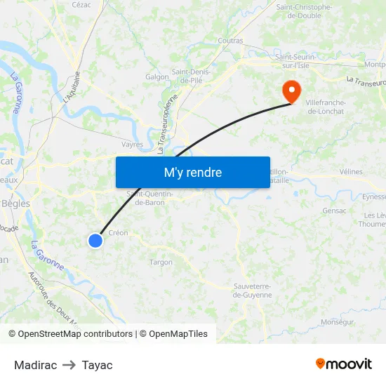 Madirac to Tayac map