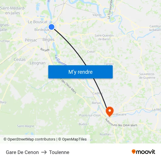 Gare De Cenon to Toulenne map