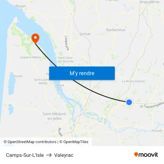 Camps-Sur-L'Isle to Valeyrac map