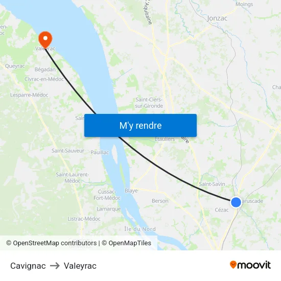 Cavignac to Valeyrac map