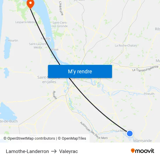 Lamothe-Landerron to Valeyrac map