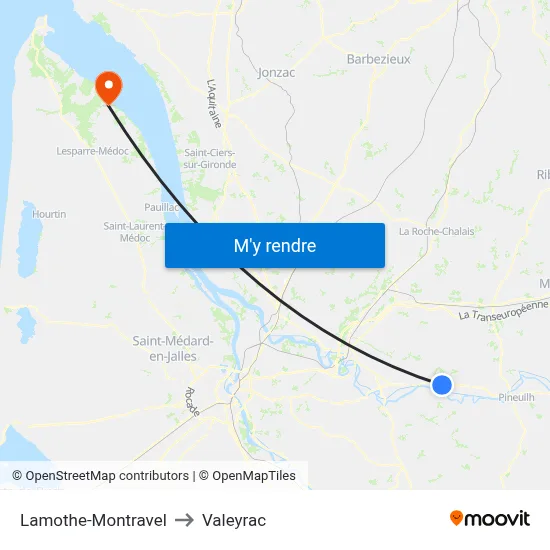 Lamothe-Montravel to Valeyrac map