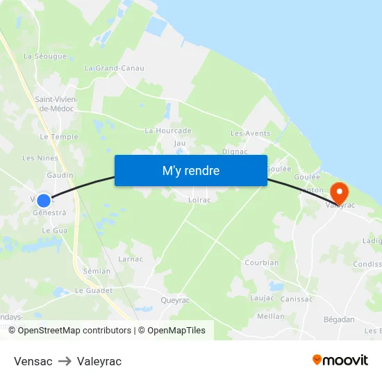 Vensac to Valeyrac map