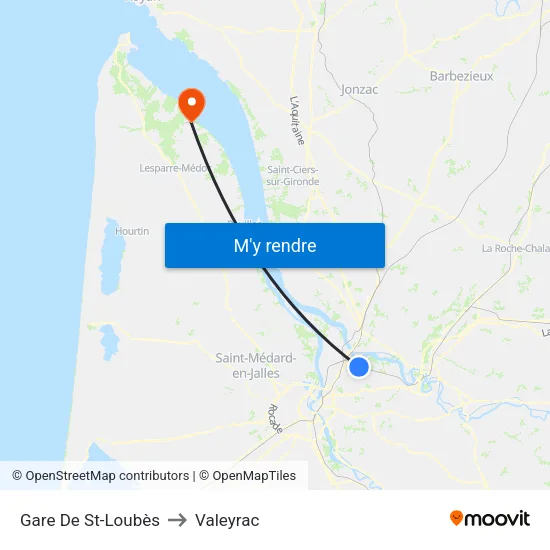 Gare De St-Loubès to Valeyrac map
