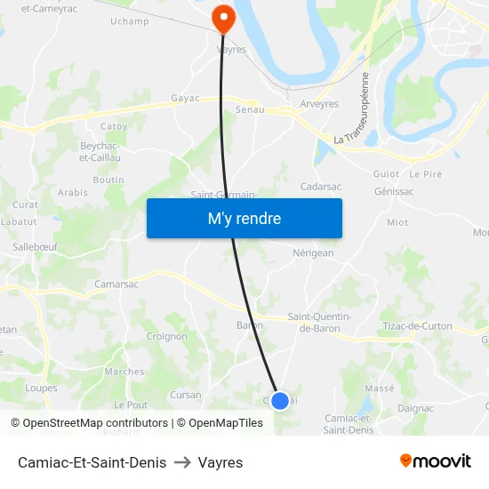 Camiac-Et-Saint-Denis to Vayres map