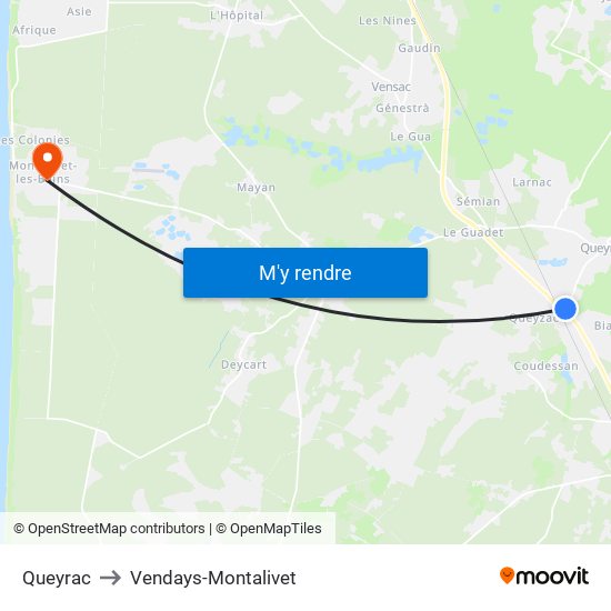 Queyrac to Vendays-Montalivet map