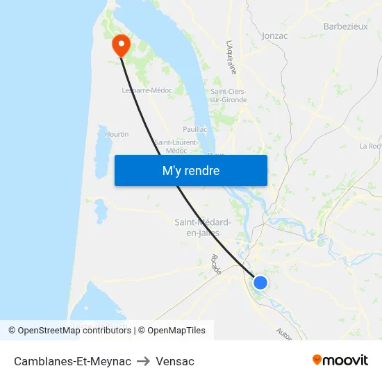 Camblanes-Et-Meynac to Vensac map