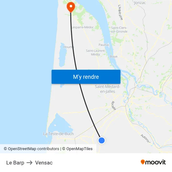 Le Barp to Vensac map