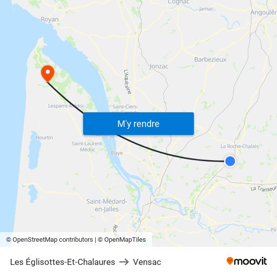 Les Églisottes-Et-Chalaures to Vensac map