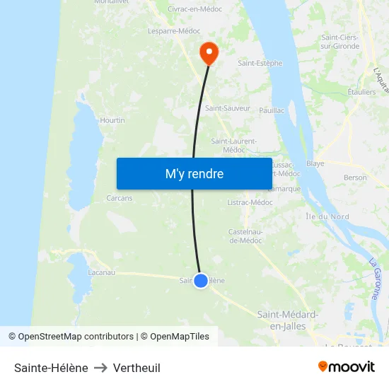 Sainte-Hélène to Vertheuil map