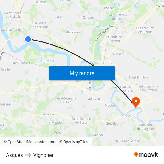 Asques to Vignonet map