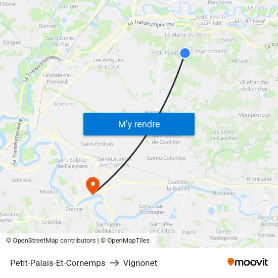 Petit-Palais-Et-Cornemps to Vignonet map