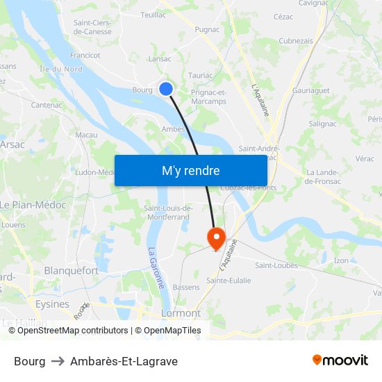 Bourg to Ambarès-Et-Lagrave map