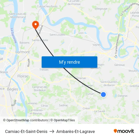 Camiac-Et-Saint-Denis to Ambarès-Et-Lagrave map