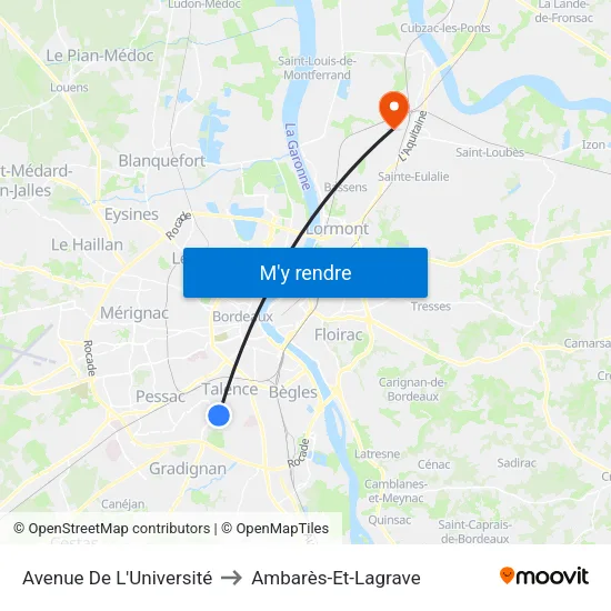 Avenue De L'Université to Ambarès-Et-Lagrave map