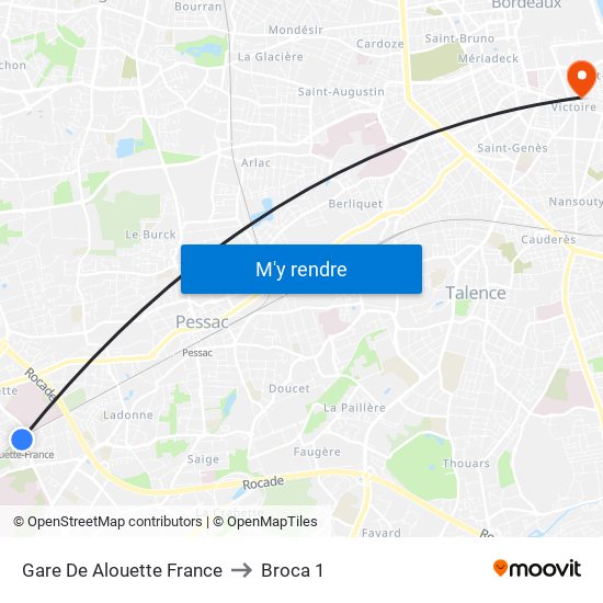 Gare De Alouette France to Broca 1 map